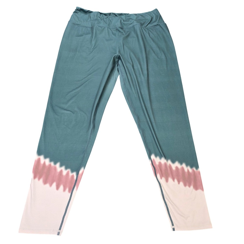 Maurices Dip Dye Activewear Leggings Women's Size XXL Teal Ombre High Rise‎
